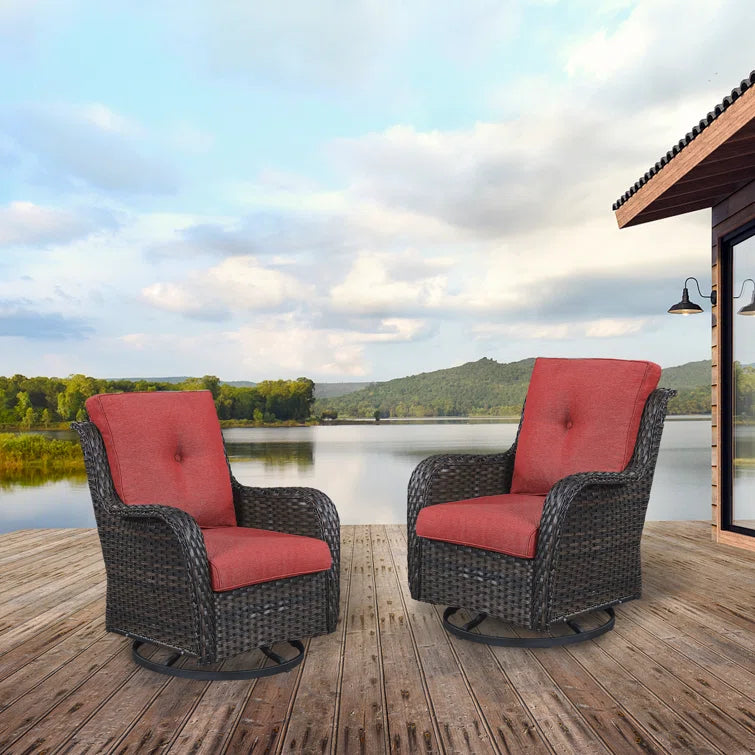 Wicker Rattan Swivel Patio Wicker Chairs (Set of 2)