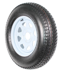 2-Pack ST205/75D15 Trailer Tires with 15-Inch White Spoke Rims, Load Range C, 5-Lug Wheel