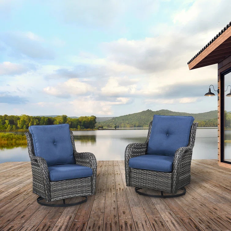 Wicker Rattan Swivel Patio Wicker Chairs (Set of 2)