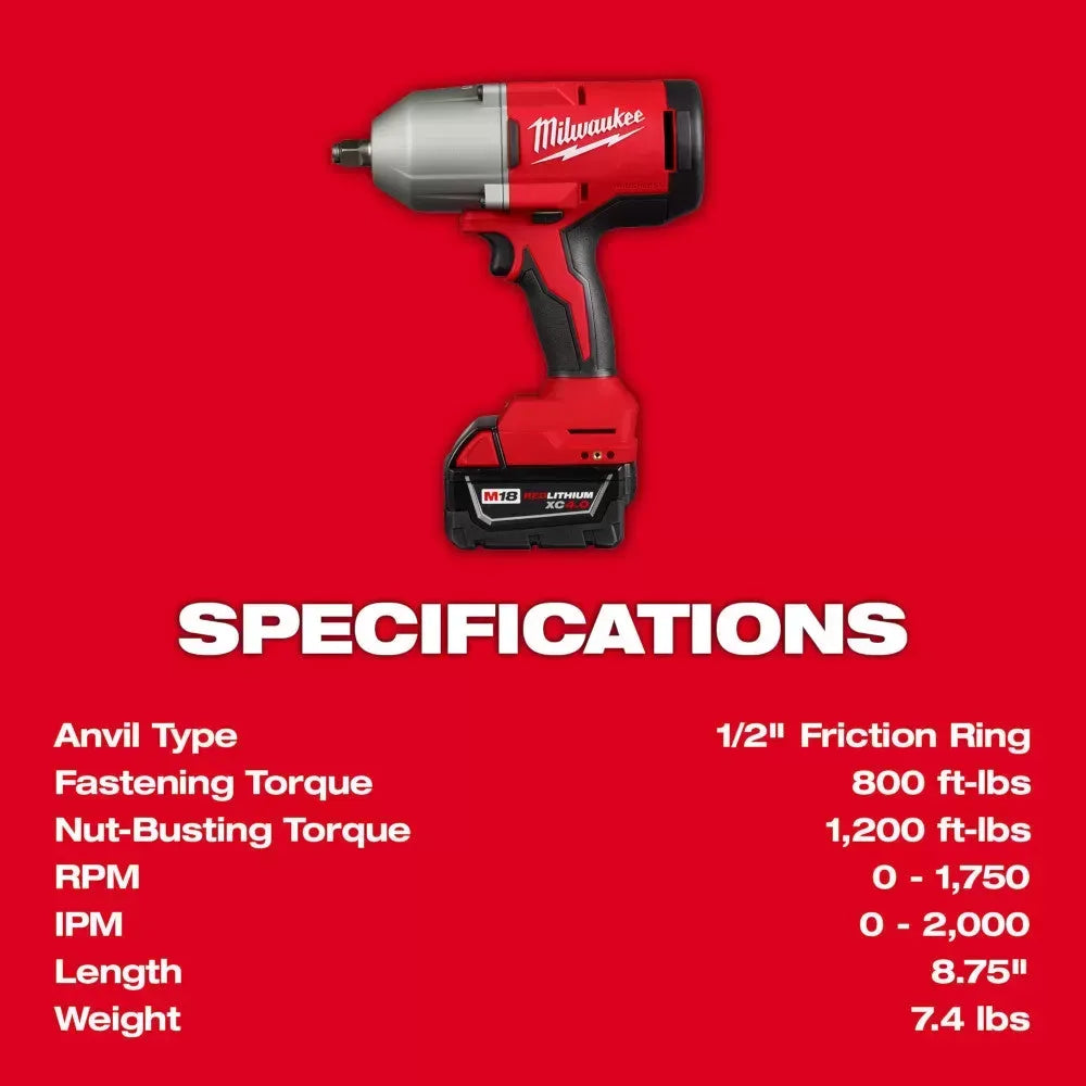 Milwaukee Pre-Sale 2666-21B M18 18V 1/2" Brushless Cordless High Torque Impact Wrench Kit
