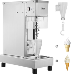 750W Ice Cream Blender Machine - 304 Stainless Steel Milkshake Mixer with Dual Hoppers
