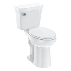 Elongated Two-Piece Toilet with Soft Close Seat - 1.28 GPF Siphonic Flush ADA Universal Height Cotton White