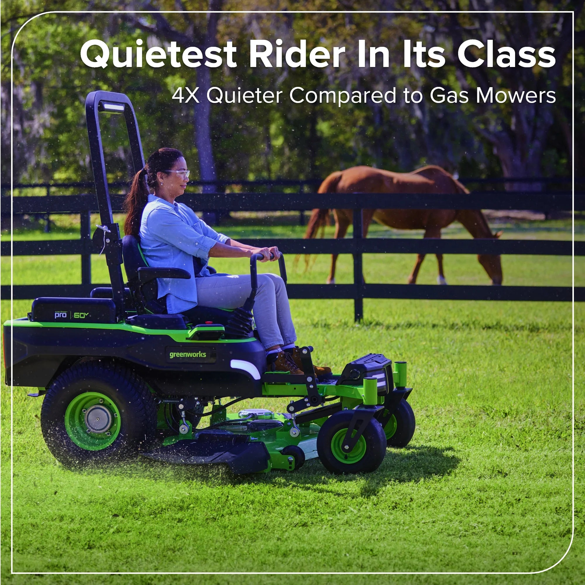 60V Cordless Zero Turn Riding Lawn Mower with 6 Batteries and Charger