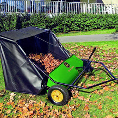 42-Inch Tow-Behind Lawn Sweeper with 24 Cu. Ft. Hopper, Adjustable Brushes for Lawn Mowers & Tractors