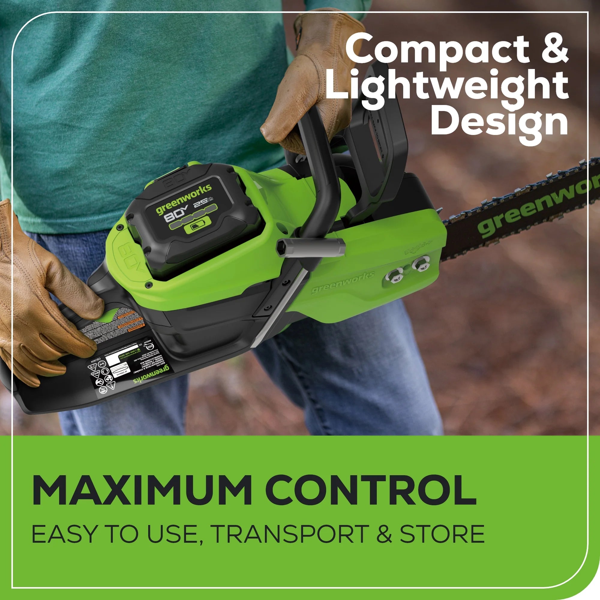 80V Cordless Chainsaw 16-Inch with 2.5Ah Battery and Charger
