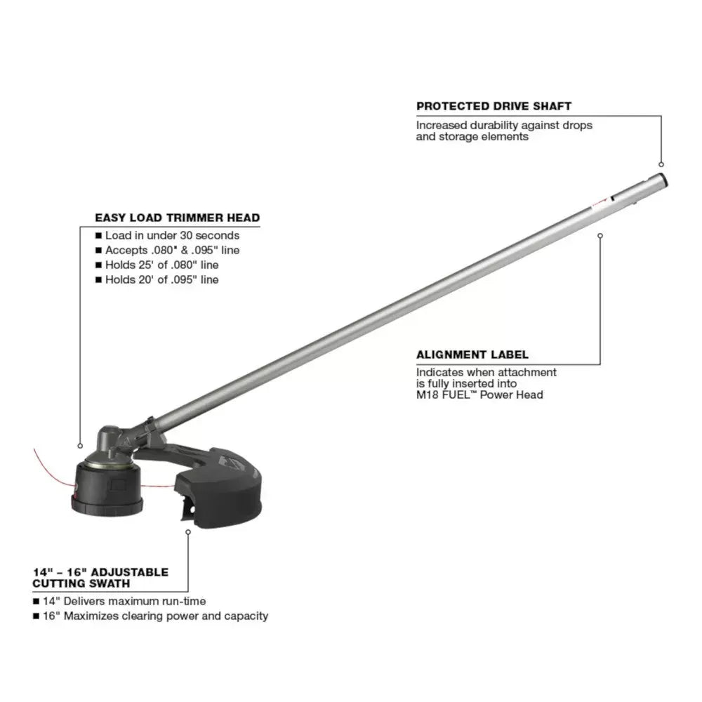 Milwaukee 49-16-2717 M18 FUEL 18V 10-Inch QUIK-LOK String Trimmer Attachment