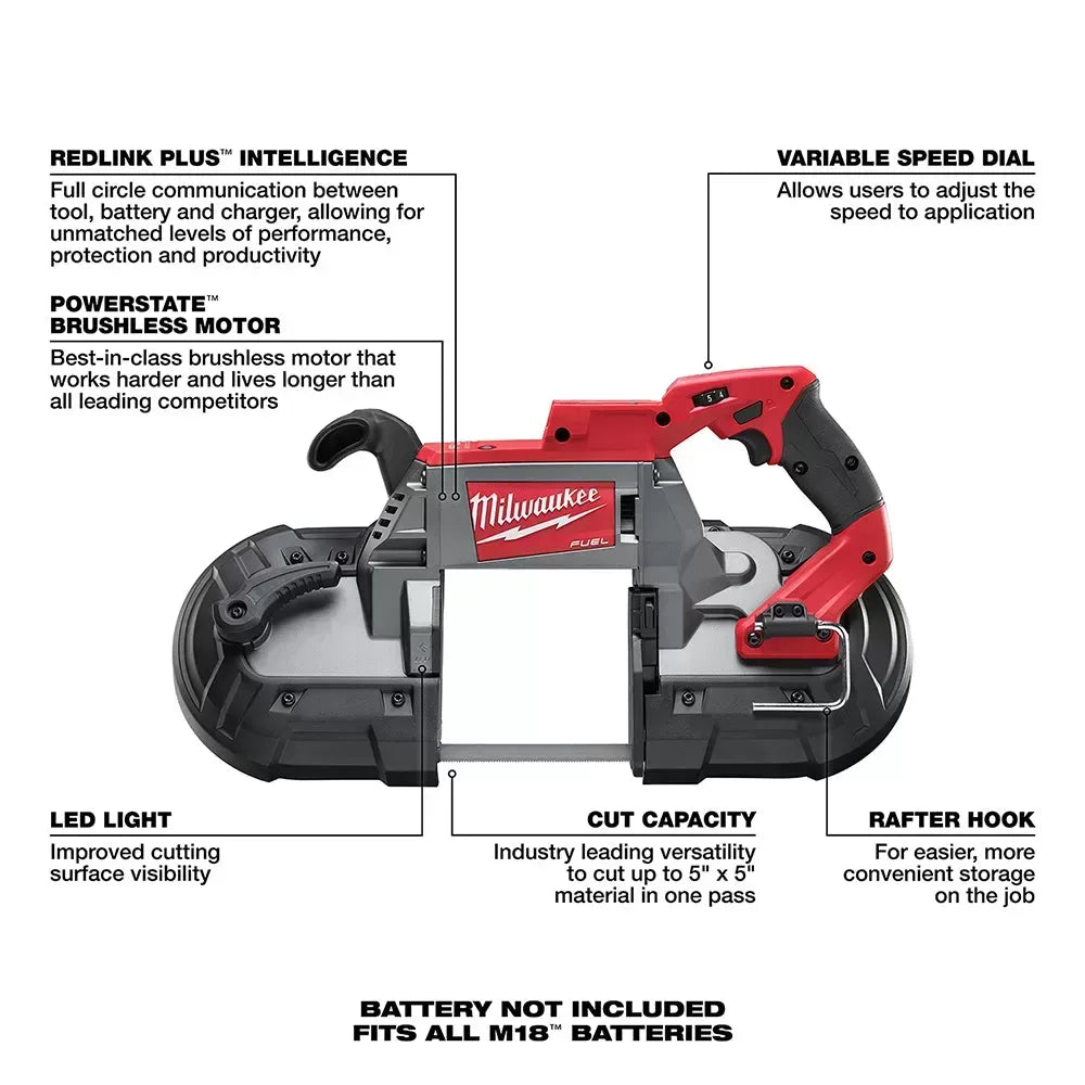 Milwaukee Pre-Sale 2729-20-20 M18 FUEL 18V Deep Cut Band Saw w/ M18 Fuel Grinder