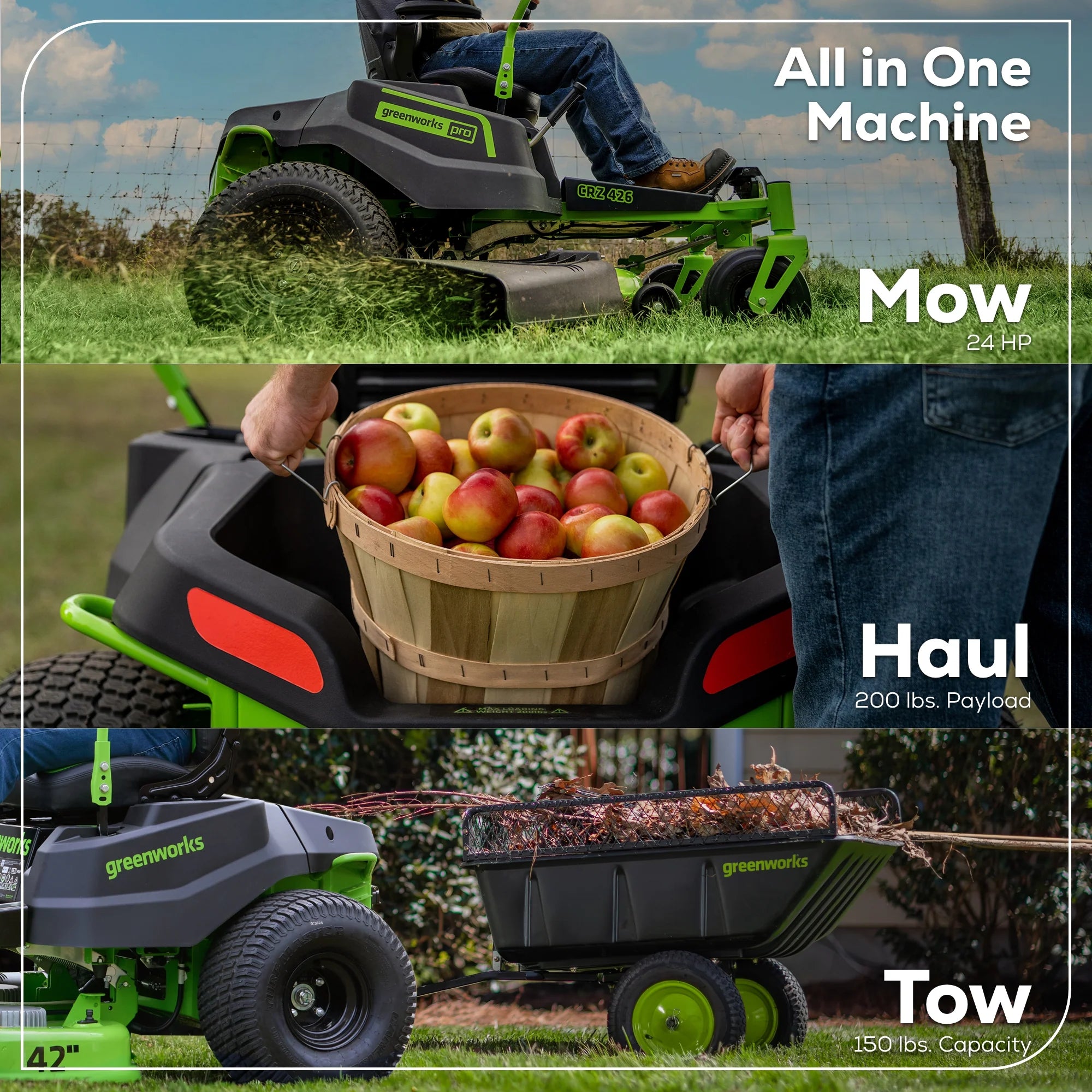60V Cordless Zero Turn Riding Lawn Mower with Six Batteries and Turbo Chargers