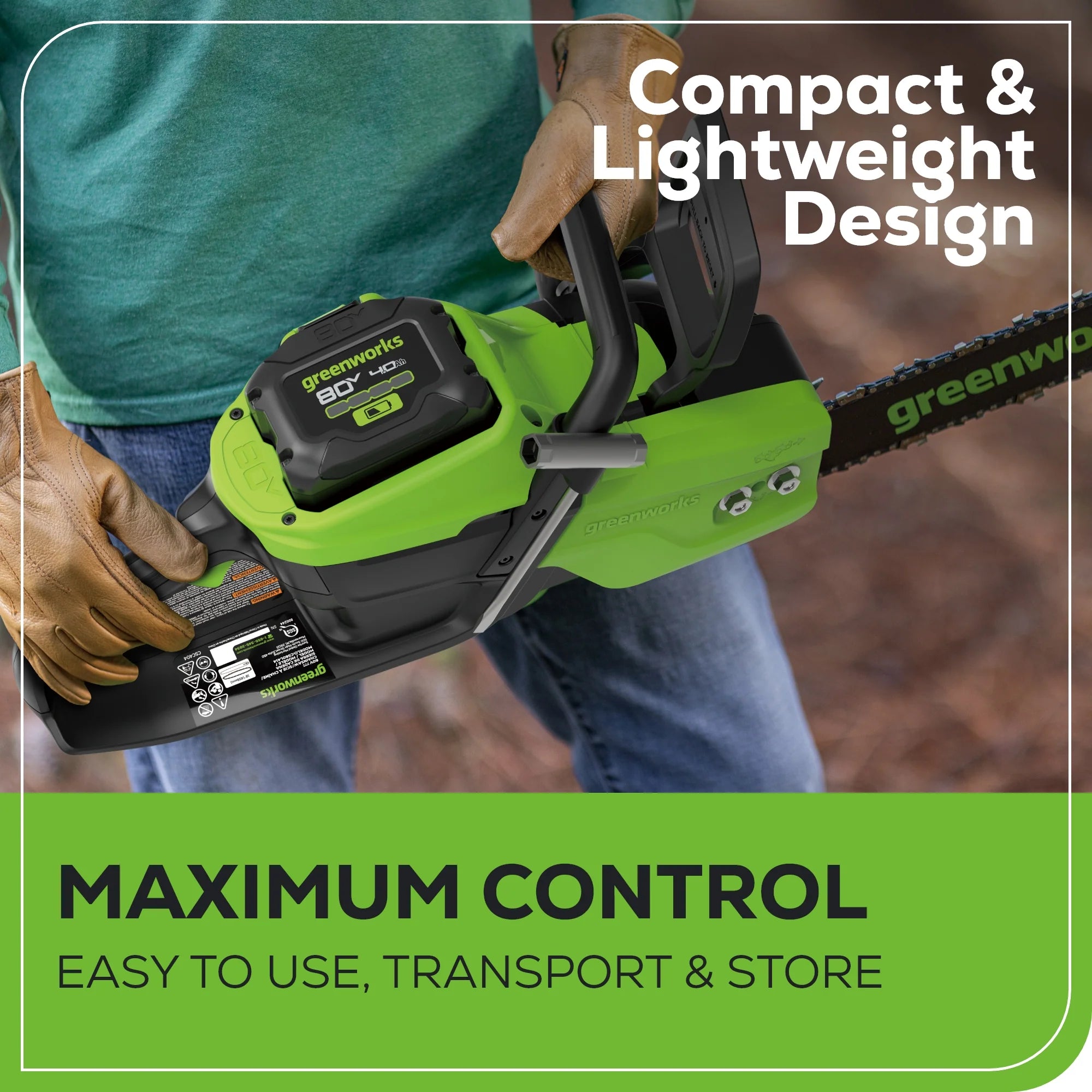 80V Cordless Chainsaw 18-Inch with 4.0Ah Battery and Charger