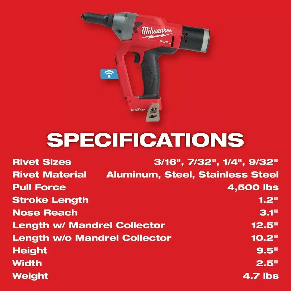 Milwaukee 2660-22CT M18 FUEL 18V 1/4" Li-Ion Blind Rivet Tool Kit w/ ONE-KEY