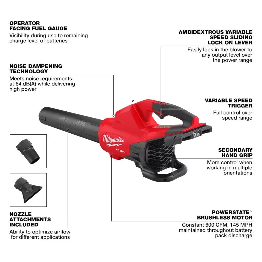 Milwaukee Pre-Sale 2824-20 M18 FUEL 18V 600 CFM Cordless Brushless Dual Battery Blower