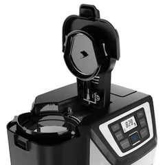 12-Cup Programmable Coffee Maker with Built-In Grinder, Stainless Steel Drip Coffee Machine with Auto Brew