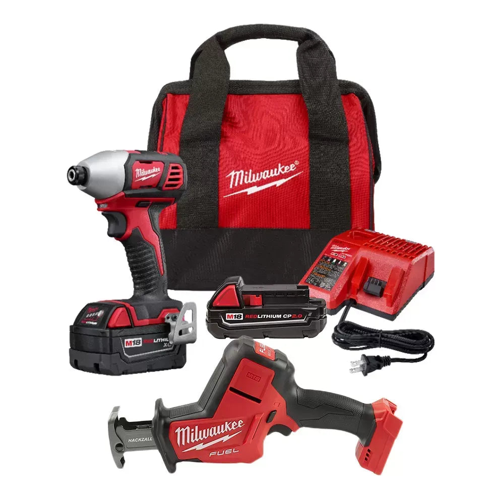 Milwaukee 2656-21PB M18 18V 1/4" Impact Kit w/ M18 FUEL HACKZALL and 2AH Battery