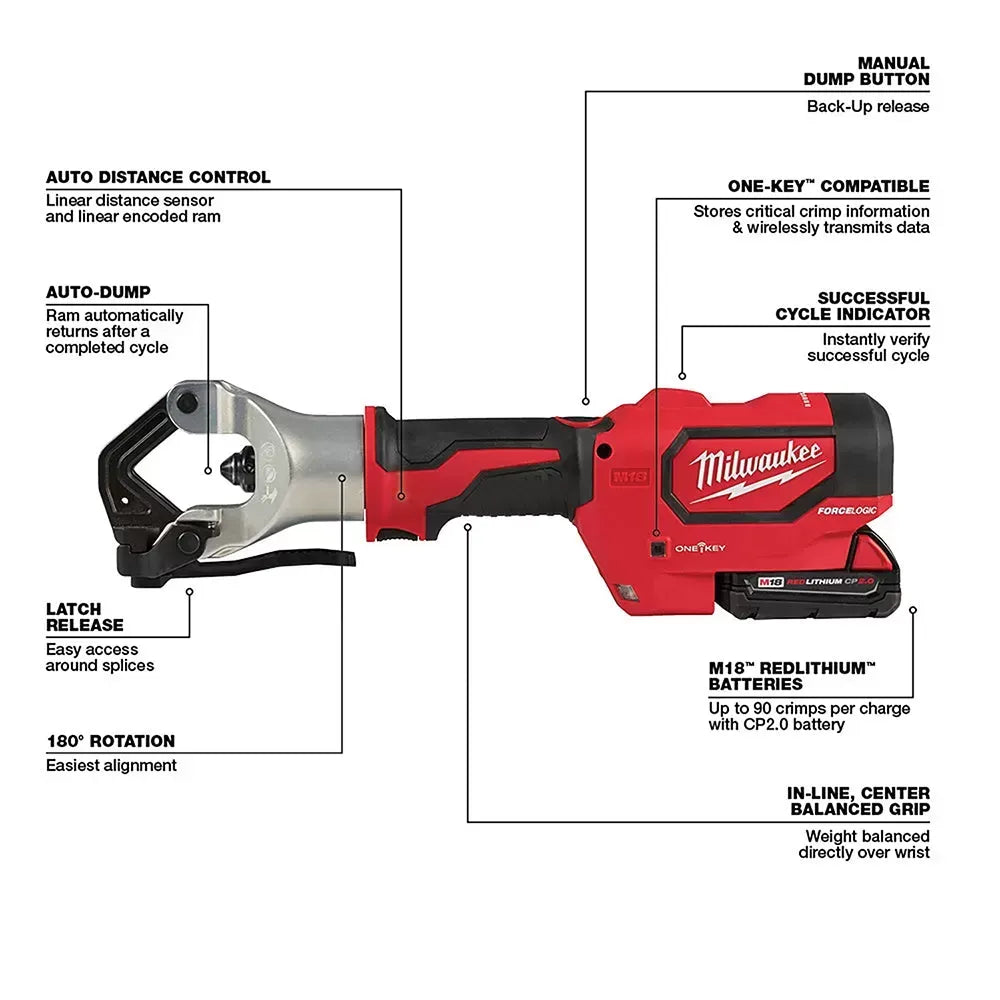 Milwaukee 2877-22 M18 18V FORCE LOGIC 750 MCM Dieless Crimper