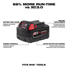 Milwaukee 48-11-1852 M18 18V 5.0Ah REDLITHIUM XC Extended Battery - 2pk