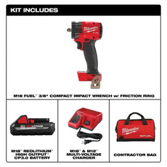 Milwaukee Pre-Sale 2854-21HO M18 FUEL 18V 3/8" Compact Impact Wrench w/ Friction Ring Kit
