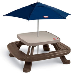 Picnic table with market umbrella, brown