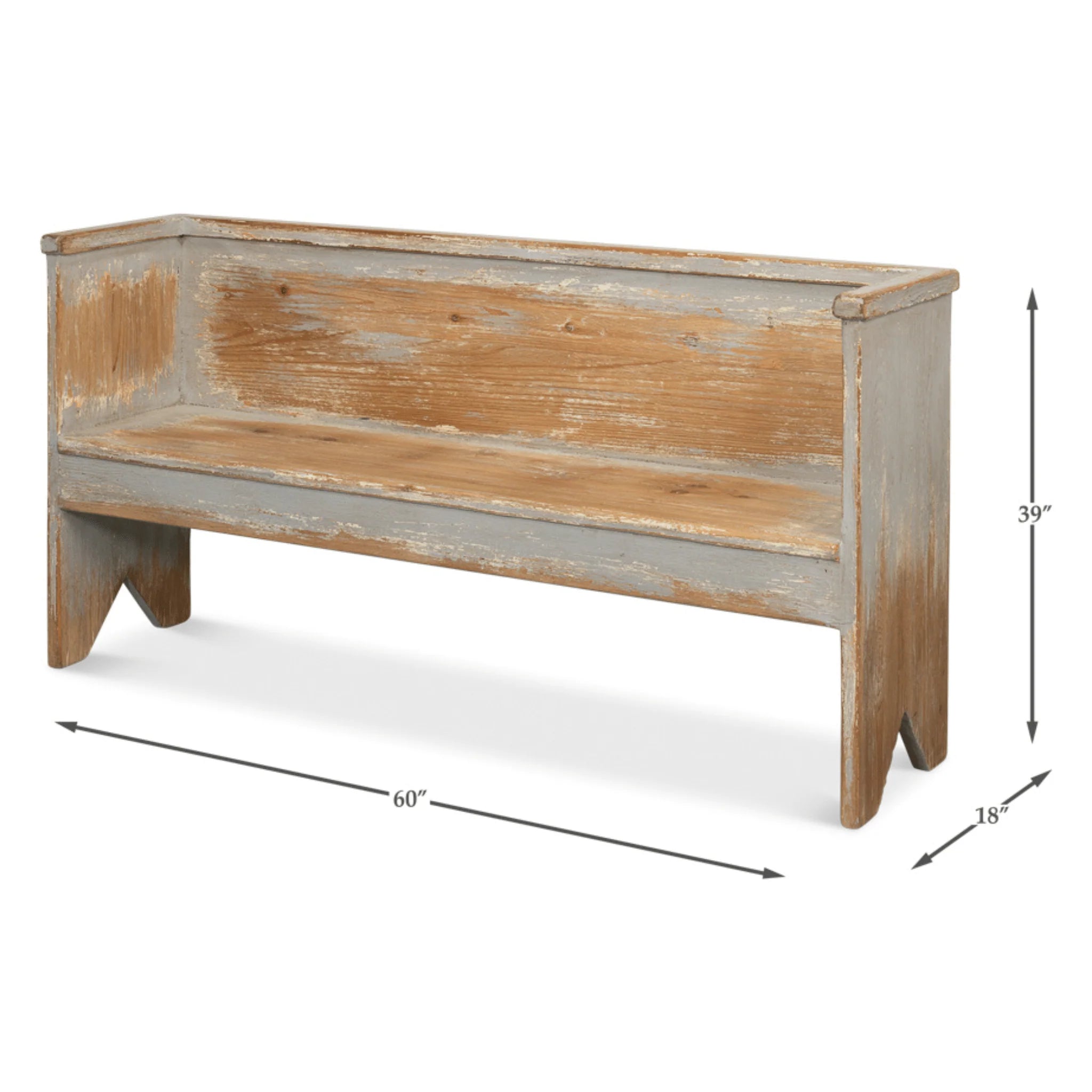 Grey Wash Reclaimed Pine Bench