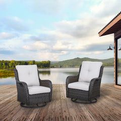 Wicker Rattan Swivel Patio Wicker Chairs (Set of 2)