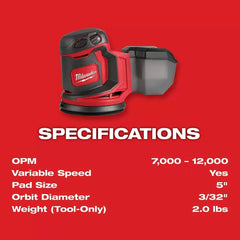 Milwaukee 2648-20 M18 18V Cordless Random Orbit Sander - Bare Tool