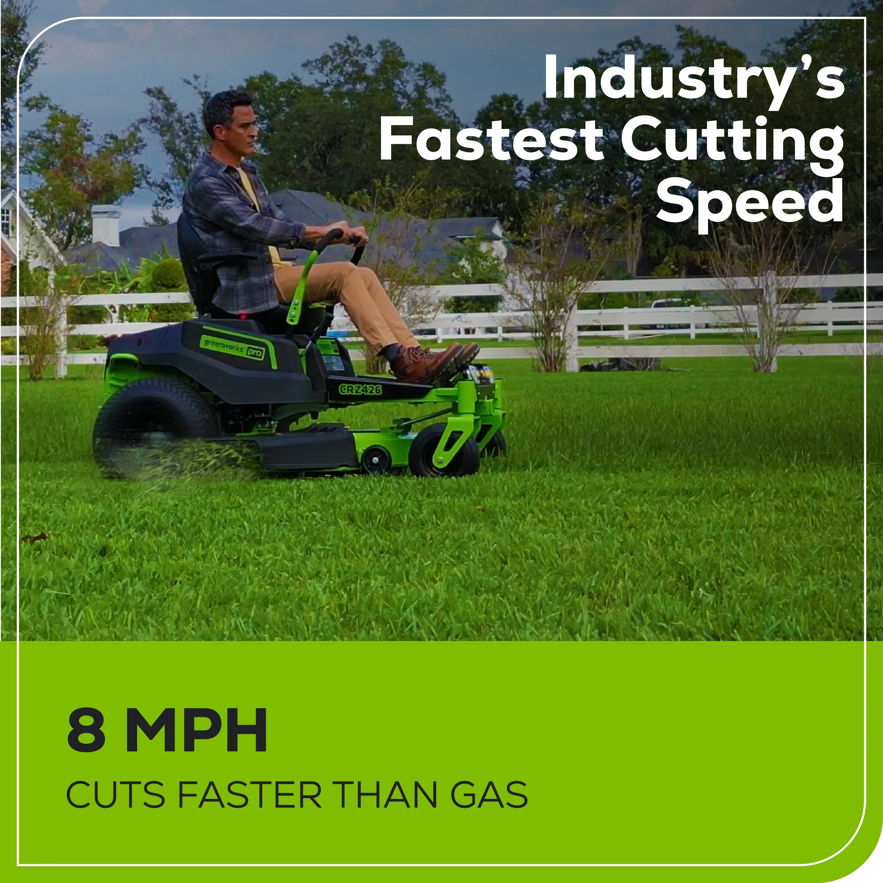 80V Cordless Riding Lawn Mower 42-Inch Deck with Six Batteries and Turbo Chargers