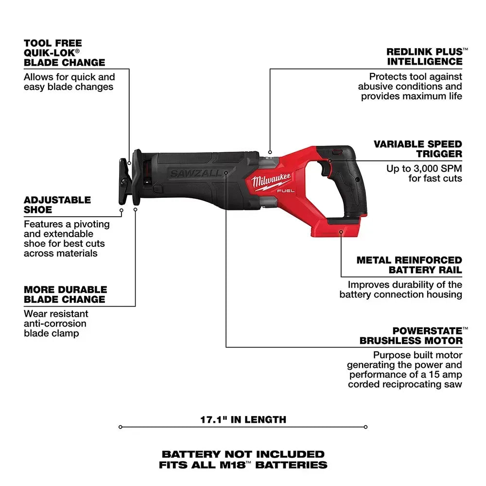 🔥Milwaukee 3697-27 M18 FUEL 18V 7 Tool Cordless Lithium-Ion Combo Kit