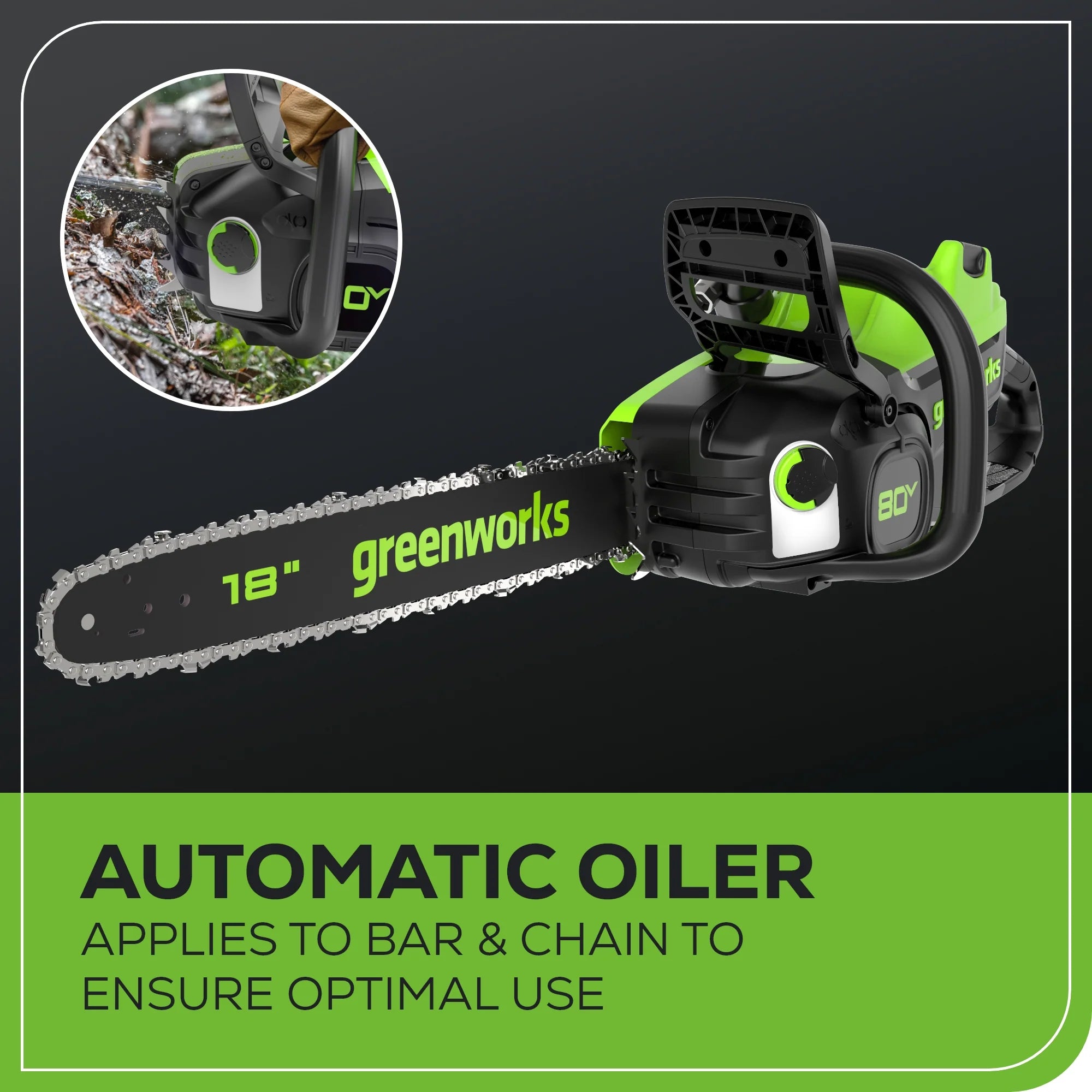 80V Cordless Chainsaw 18-Inch with 4.0Ah Battery and Charger