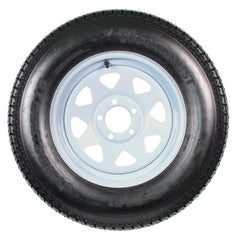 2-Pack ST205/75D15 Trailer Tires with 15-Inch White Spoke Rims, Load Range C, 5-Lug Wheel