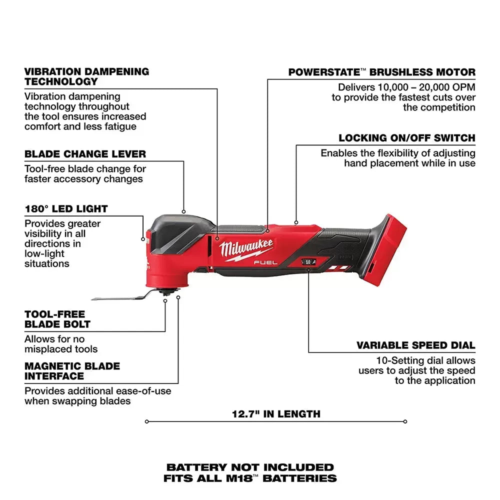 Milwaukee 3698-24MT M18 FUEL 18V Cordless 4 Tool Combo Kit w/ 18V Battery Packs