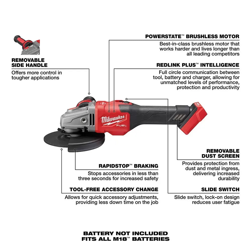 Milwaukee Pre-Sale 2981-20 M18 FUEL 18V 4-1/2 - 6 Inch Slide Switch Grinder, Bare Tool