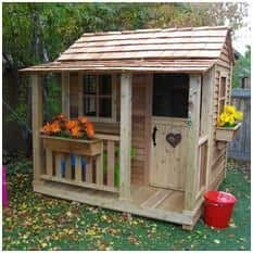 Little Squirt 6x6 ft Cedar Wooden Playhouse for Kids, Outdoor Backyard Playhouse with Dutch Door, Screened Windows & Floor Included