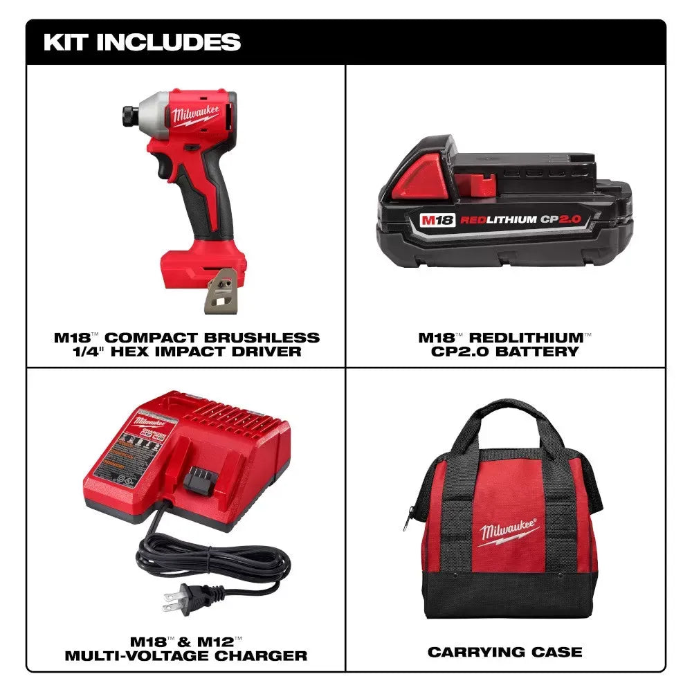 Milwaukee Pre-Sale 3650-21P M18 18V 1/4" Compact Hex Impact Driver Kit