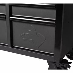 61 Inch 15 Drawer Mobile Workbench - Heavy Duty Steel Tool Cabinet with Wood Top and Power Strip