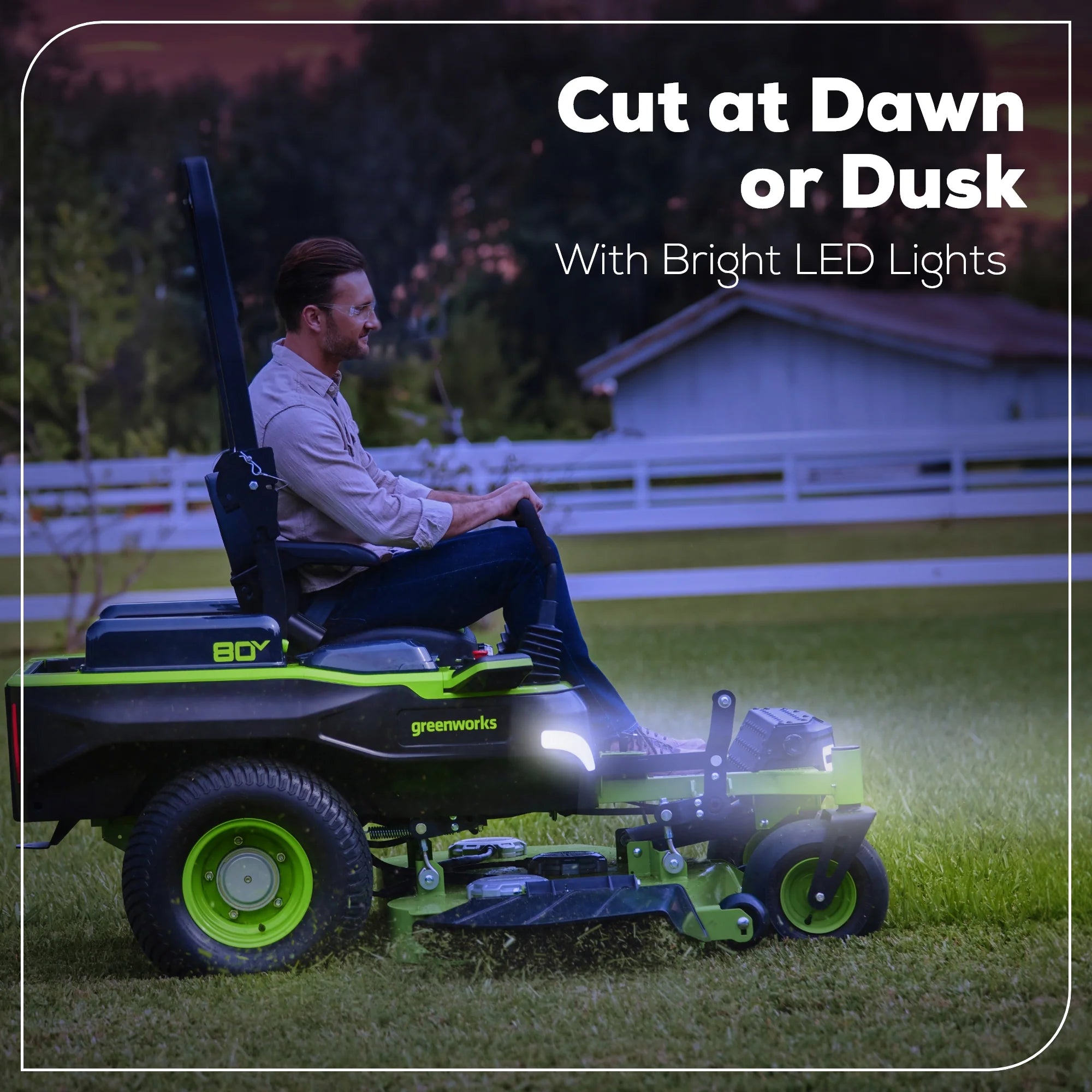 80V Cordless Electric Riding Lawn Mower with 6 Batteries and Wall Charger