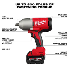Milwaukee Pre-Sale 2666-21B M18 18V 1/2" Brushless Cordless High Torque Impact Wrench Kit