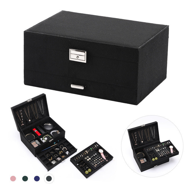 Vintage Premium Velvet Jewelry Box with Lock