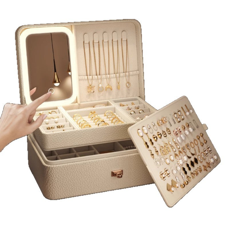Built-in LED Light Makeup Mirror Jewelry Box