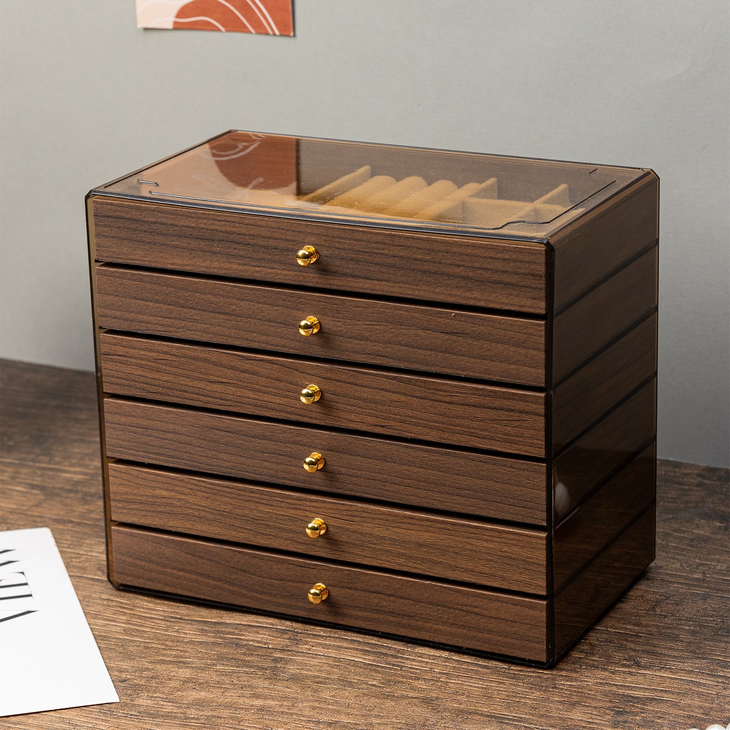 Multi-Layer Walnut Wood Grain Bracelet Jewelry Box