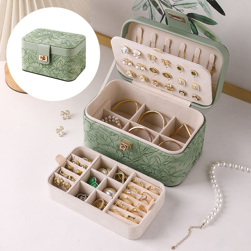 Embossed Leather Pattern Premium Jewelry Box