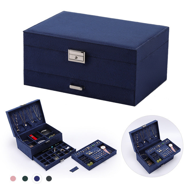 Vintage Premium Velvet Jewelry Box with Lock