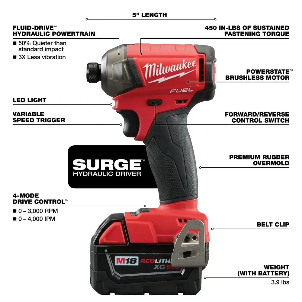 Milwaukee Pre-Sale 2760-20 M18 FUEL 18V 1/4-Inch Surge Hex Hydraulic Driver-Bare Tool
