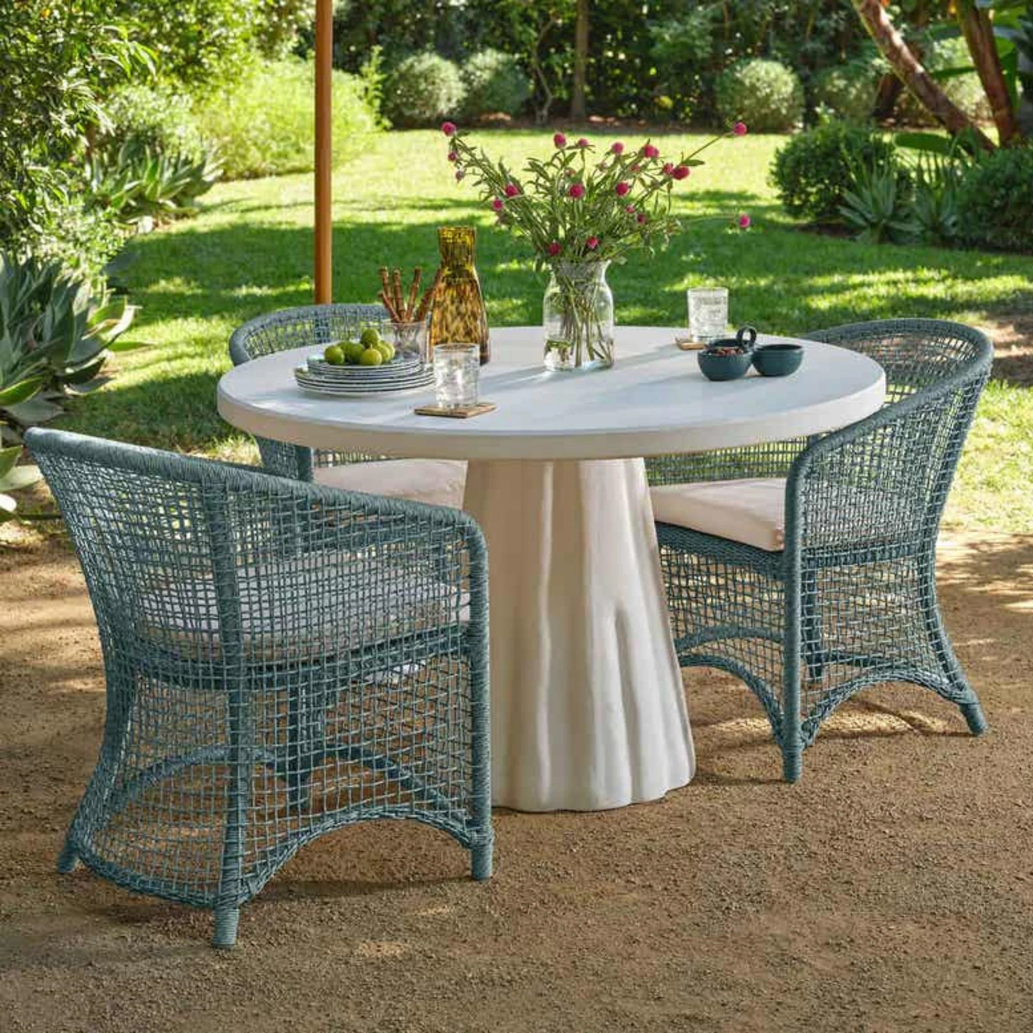 Modern White Reconstituted Stone Outdoor Dining Table
