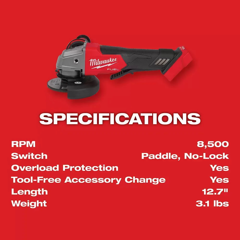 Milwaukee Pre-Sale 2880-22 M18 FUEL 18V 4-1/2" / 5" Grinder Paddle Switch No-Lock Kit