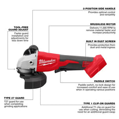 Milwaukee Pre-Sale 2686-20 M18 18V 4-1/2" / 5" Cut-Off Grinder Paddle Switch - Bare Tool