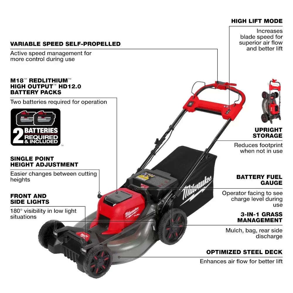 Milwaukee 2823 M18 18V Cordless Mower w/ Blower / String Trimmer Combo