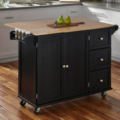 Kuhnhenn 53.5'' Wide Rolling Kitchen Cart with Solid Wood Top