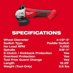 Milwaukee Pre-Sale 2686-20 M18 18V 4-1/2" / 5" Cut-Off Grinder Paddle Switch - Bare Tool