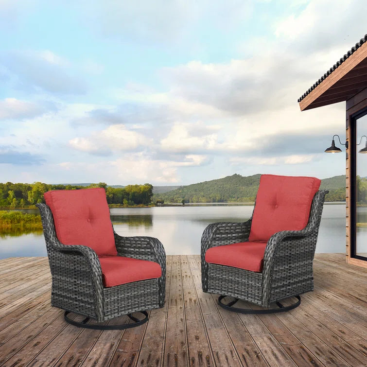 Wicker Rattan Swivel Patio Wicker Chairs (Set of 2)