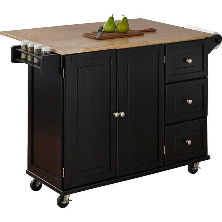 Kuhnhenn 53.5'' Wide Rolling Kitchen Cart with Solid Wood Top