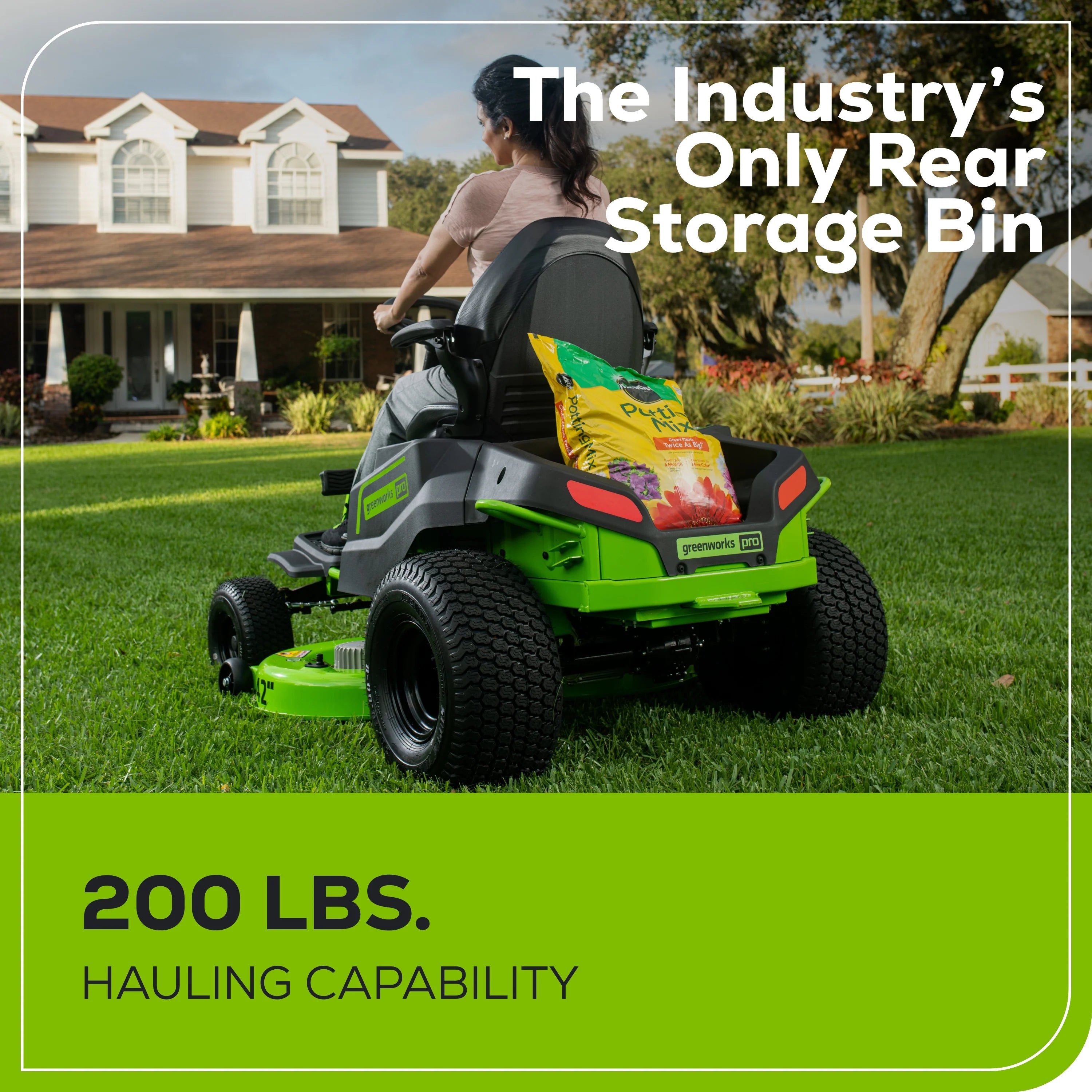 60V Cordless Riding Lawn Mower with Six Batteries and Wall Charger